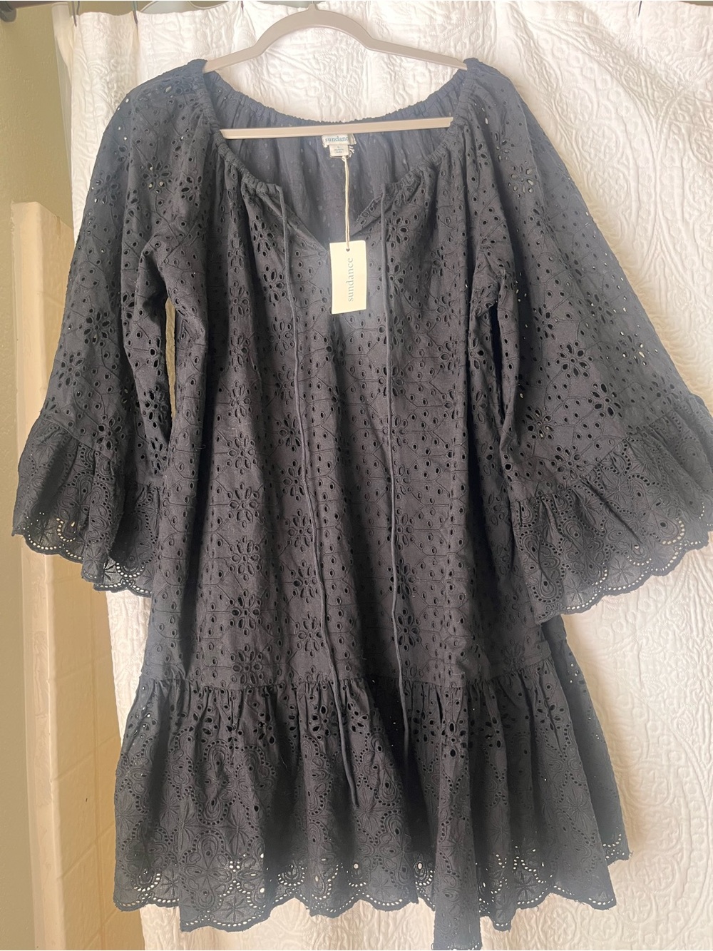 Sundance Black Eyelet Peasant Tunic